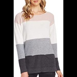 Vince Camuto Colorblocked Waffled Sweater.